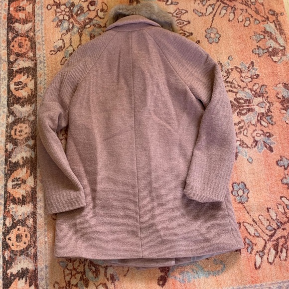 Zara light pink taupe pea coat with fur collar XS - Picture 6 of 6